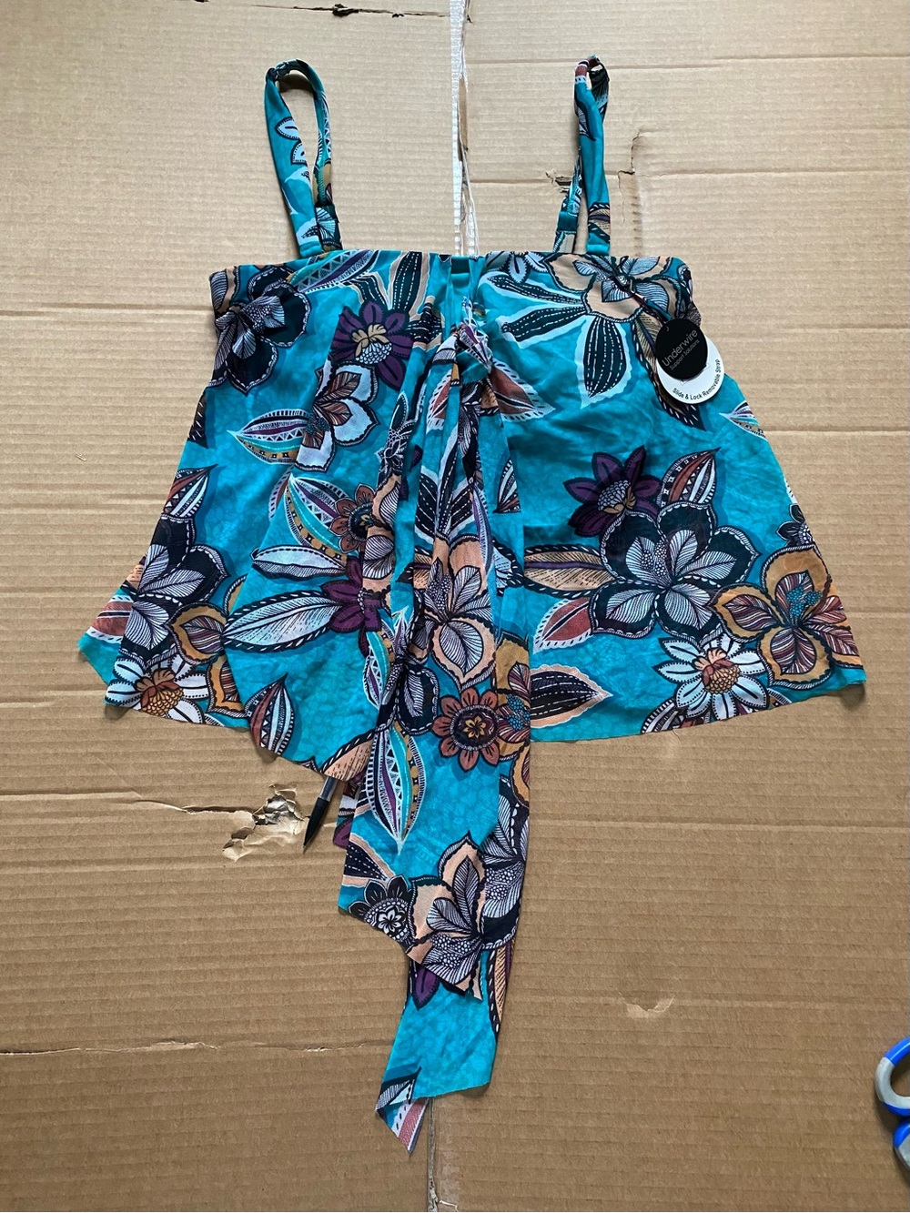 Coco Reef Teal Floral Swim Tankini Top with Multicolor Floral Print